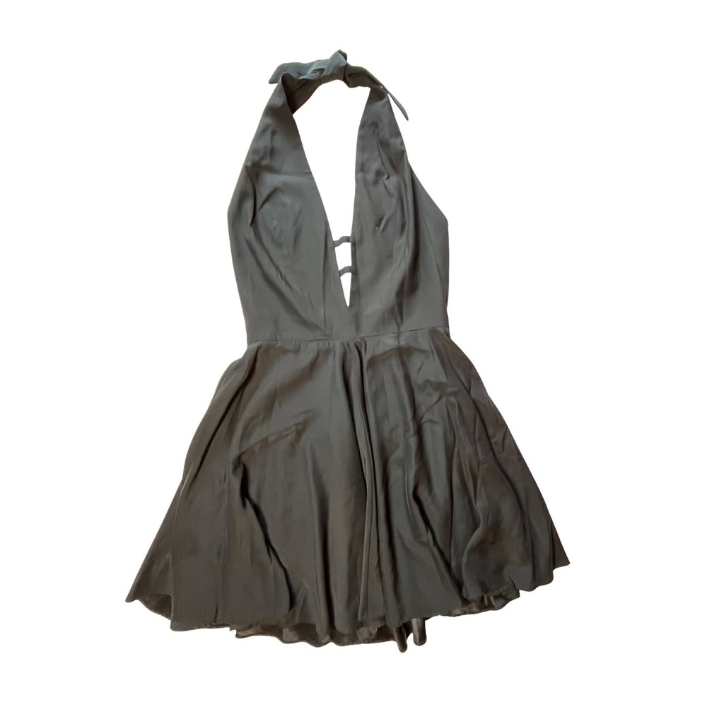 Amanda Uprichard Black Silk Halter Backless Flirty Strappy‎ Sexy Mini Dress M